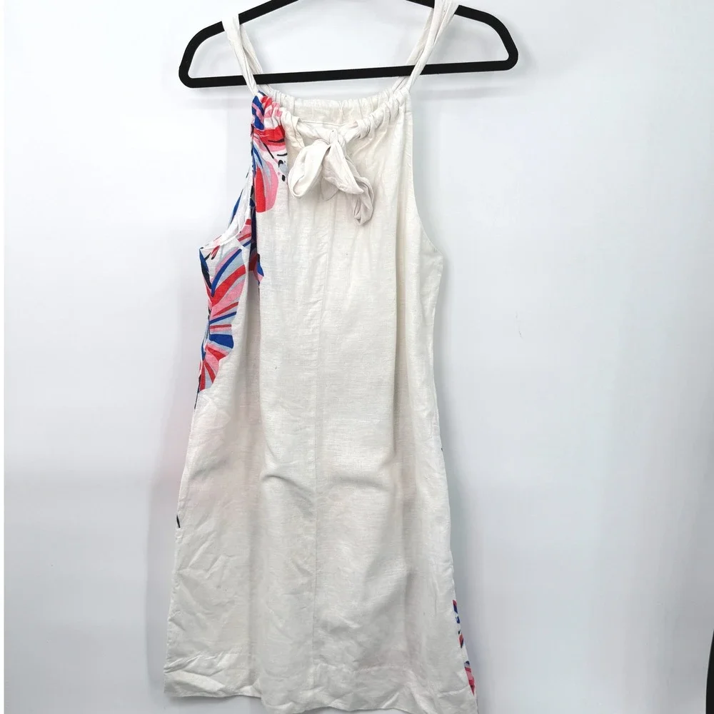 Tommy Bahama‎ Floral Linen Blend Halter Dress Womens M Resort Tropical Coastal